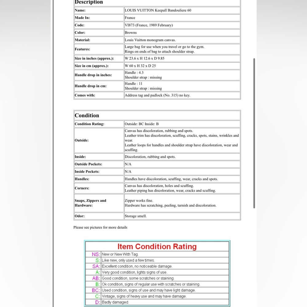 Louis Vuitton Classic Monogram Tan Duffel Bag - Picture 16 of 16